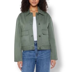 GAP 100% Cotton Utility Jacket Olive Green Front Patch Pockets US Sz XL